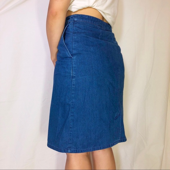 Vintage Talbots Belted high waist denim Skirt Sz4 - Picture 3 of 4